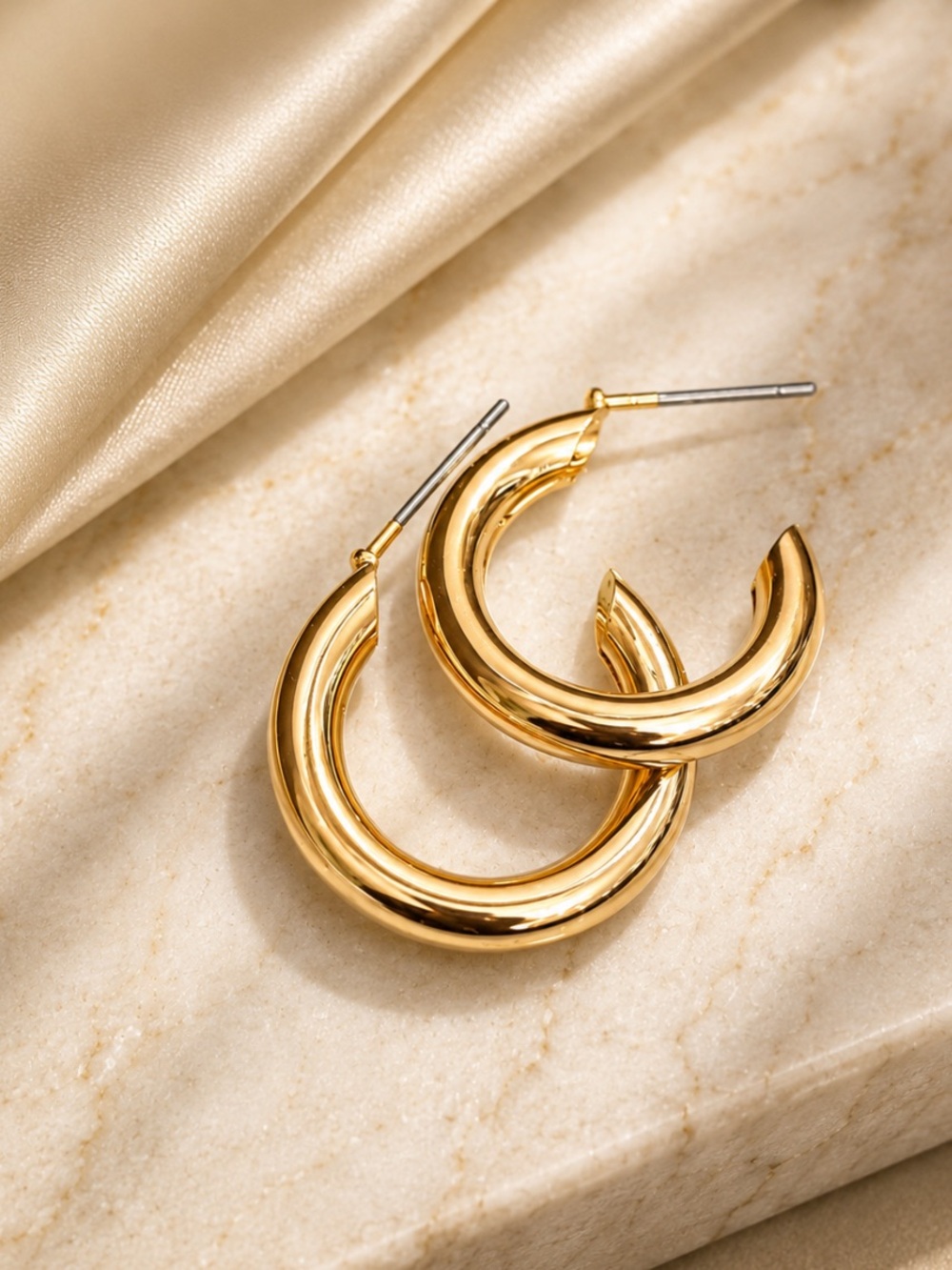 Gold Small Tube Hoop Earrings